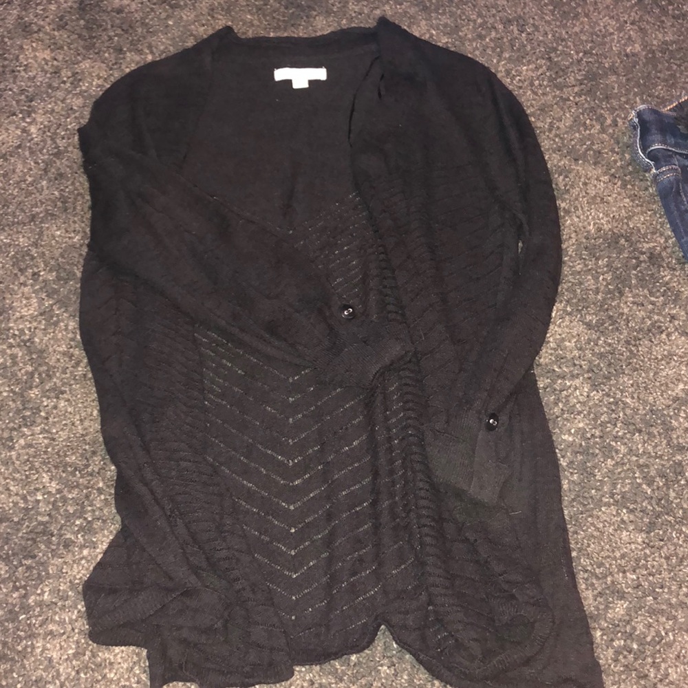 Black thin quarter sleeve cardigan
